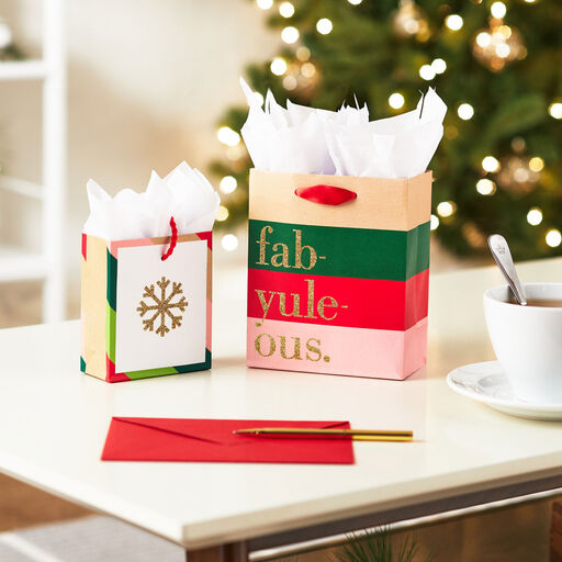 4.6" Gold Glitter Snowflake Christmas Gift Card Holder Mini Bag, 