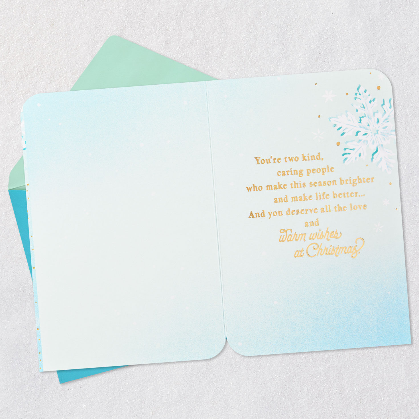 Snowflakes Family Christmas Card for Both Open card with envelope image number 3