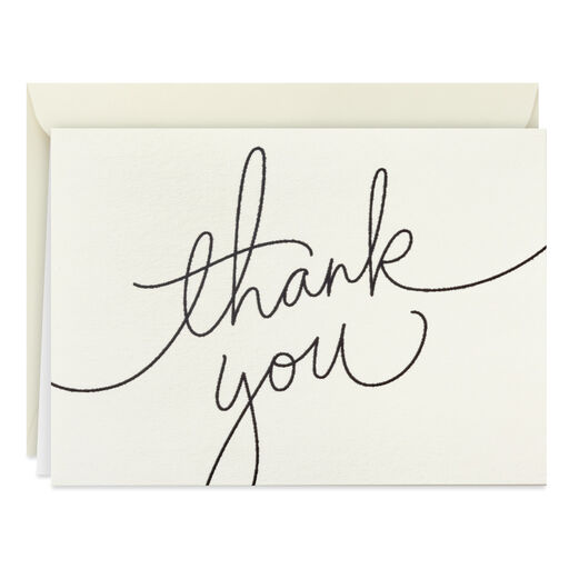 Black Script Bulk Boxed Blank Thank-You Notes, Pack of 40, 