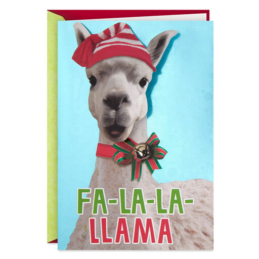 Caroling Llama Bobblehead Funny Musical Pop-Up Christmas Card, 