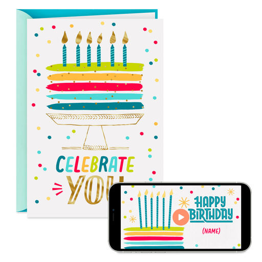 Celebrate You Cake Video Greeting Birthday Card, 