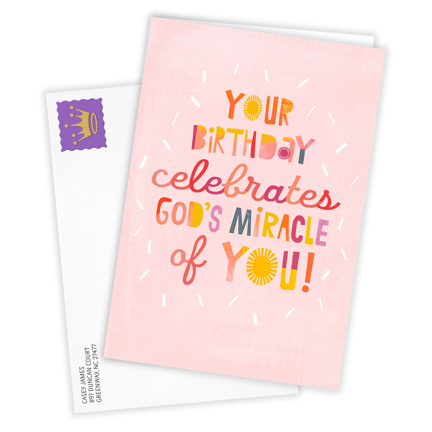 God's Miracle Fun Letters Personalized Birthday Card Card Front with Envelope image number 2