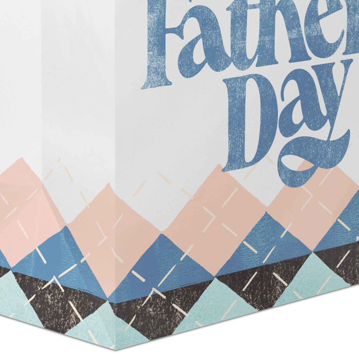 Happy Father's Day Argyle Pattern Large Gift Bag Base/Side Detail image number 5