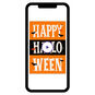 Large Letters and Stripes Personalized Halloween Card phone with card front image number 1