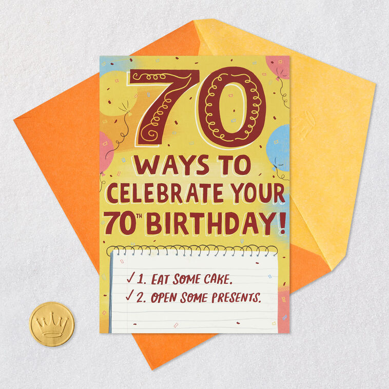 Ways to Celebrate Funny Pop-Up 70th Birthday Card, , large image number 5
