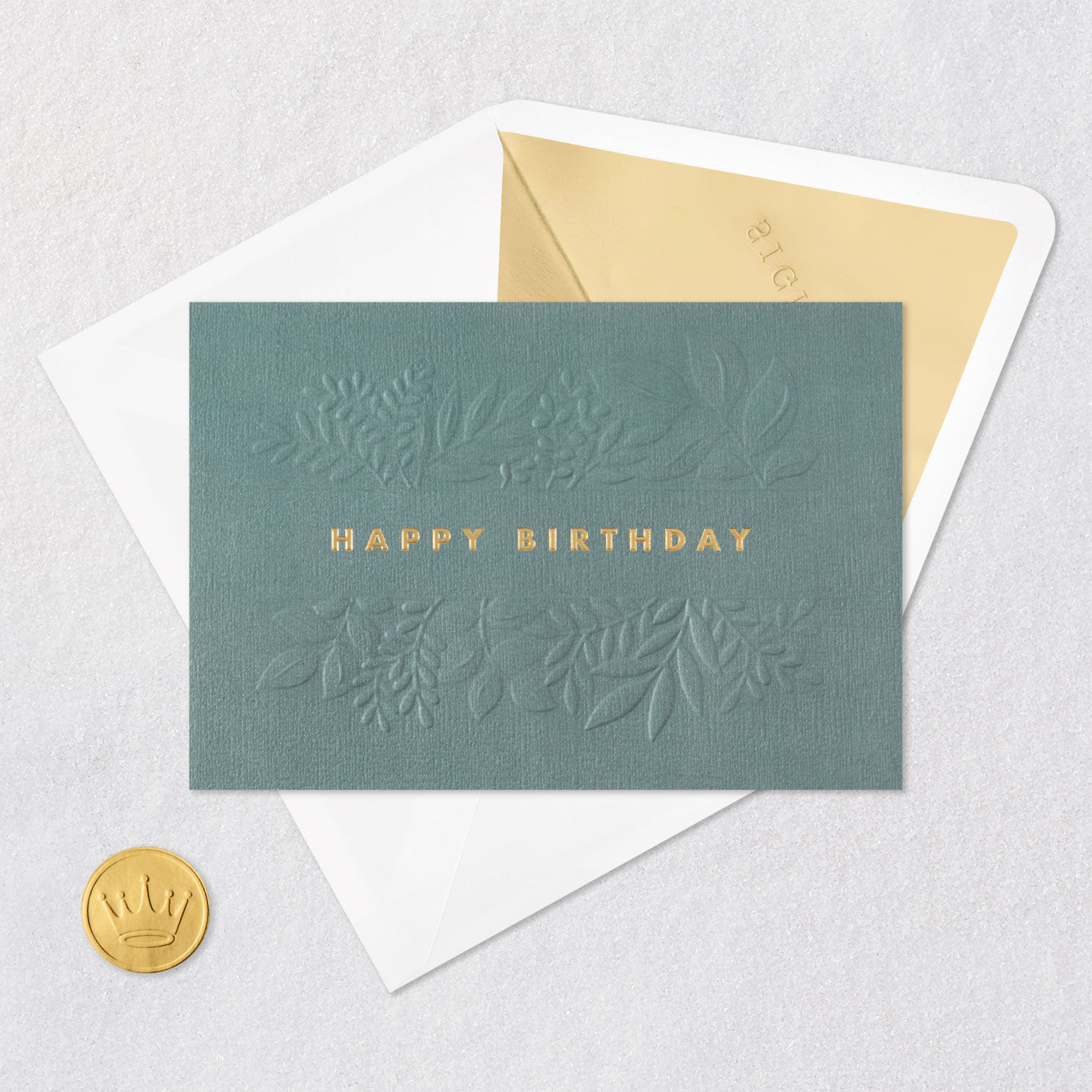 Greenery and Gold Birthday Card Card Front with Envelope and Gold Seal image number 6