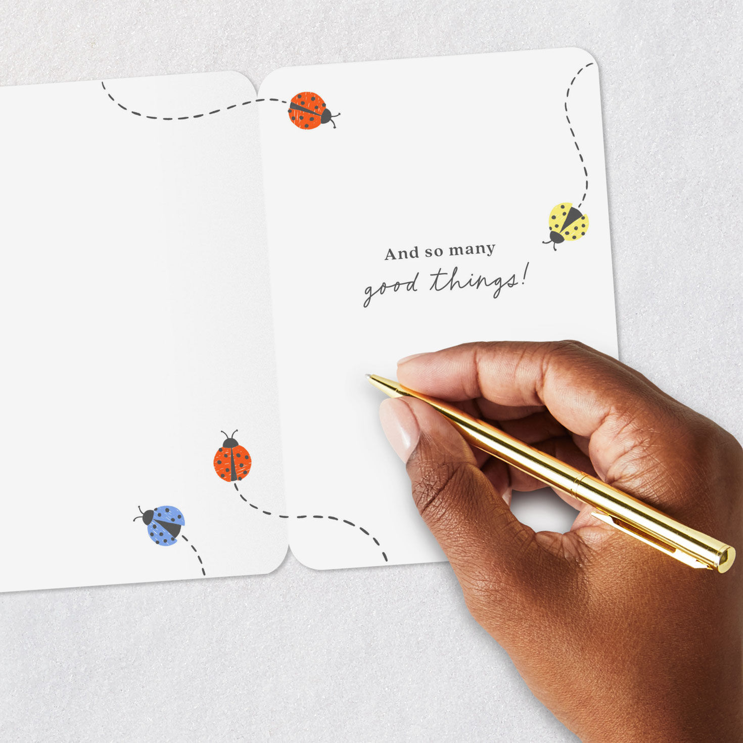 Red and Blue Ladybug Good Luck Card Signing card image number 6