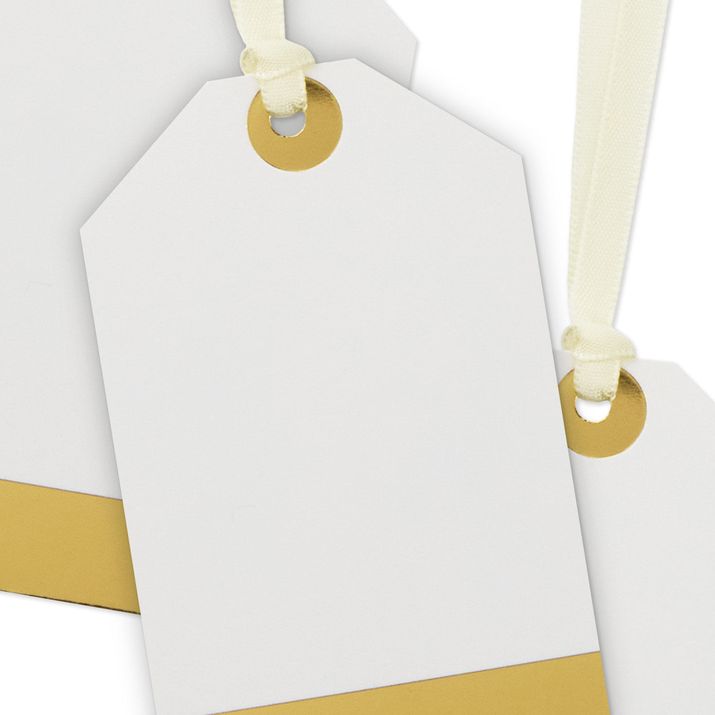 White and Gold Foil Holiday Gift Tags upclose view image number 4