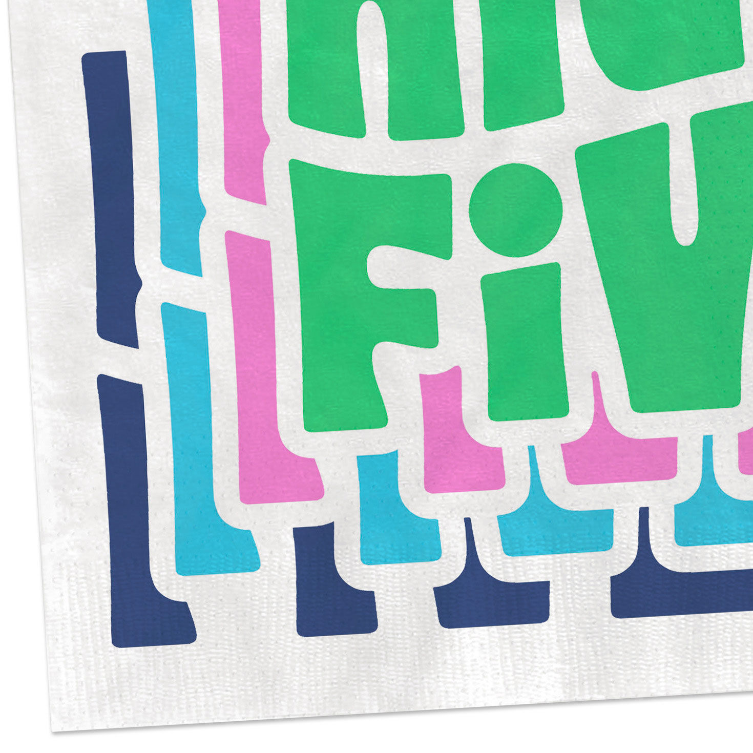 Retro Lettering High Five on White Dinner Napkins  image number 6