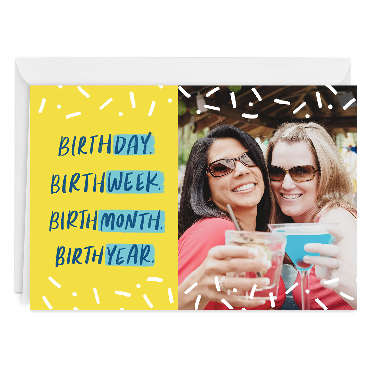 Personalized Celebration Confetti Birthday Photo Card