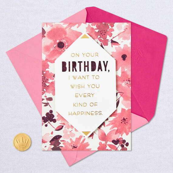 Every Kind of Happiness Pink Flowers Birthday Card, , large image number 7