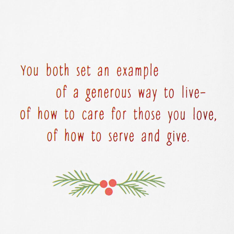Holiday Greenery Parents Christmas Card Sentiment image number 2