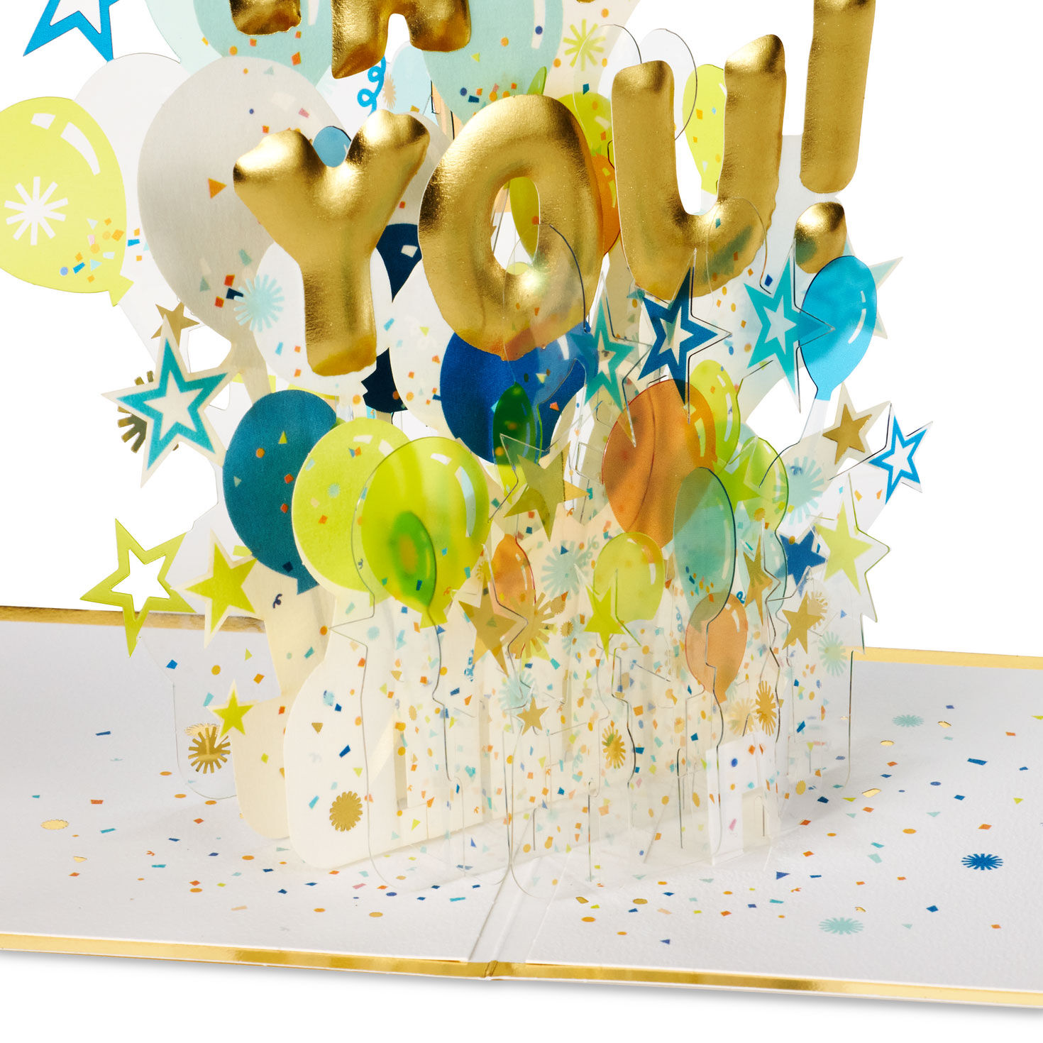 Gold Yay You Balloons Pop-Up Congratulations Card pop up detail image number 3