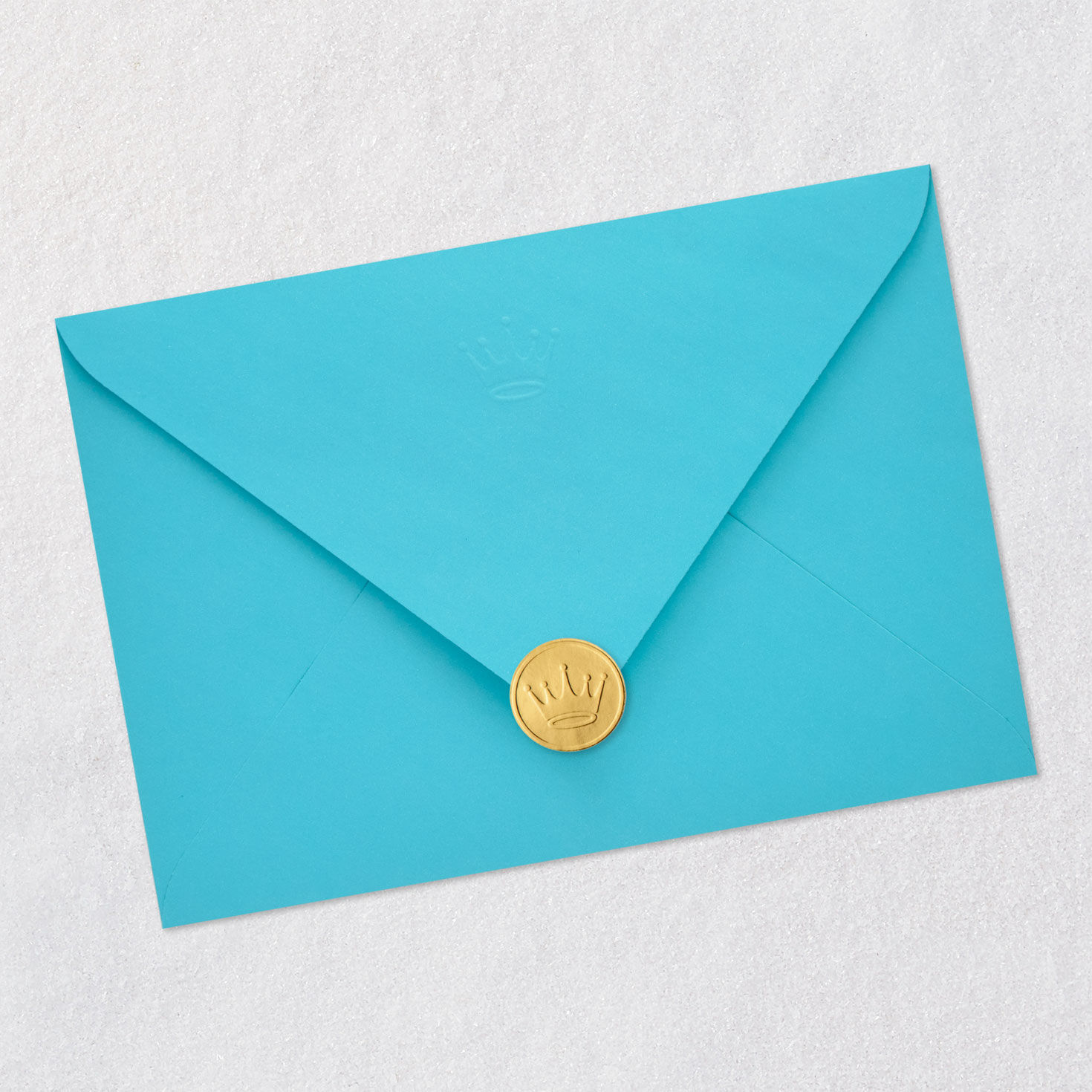 Ornate Blue Lettering Bat Mitzvah Card for Her Envelope Back with Seal image number 7