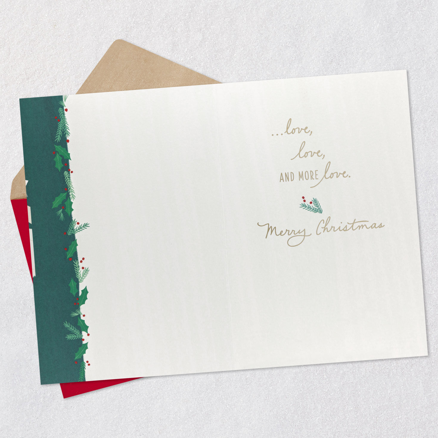 Holiday Table Christmas Card for Son and Wife Open card with envelope image number 3