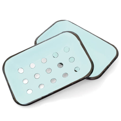 Finchberry Blue Metal Farmhouse Soap Dish, 2 Pieces, 