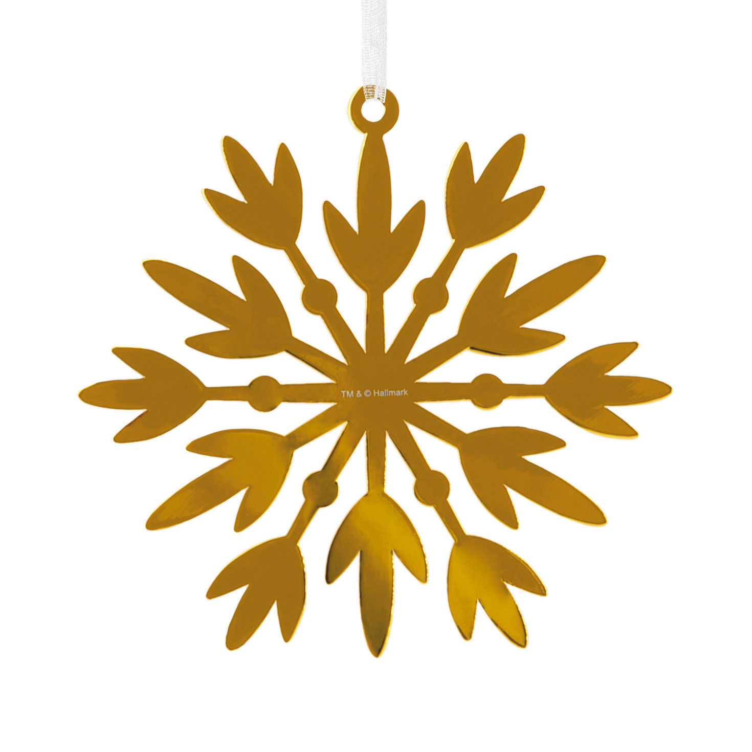 Gold Snowflake Christmas Ornament back image number 6