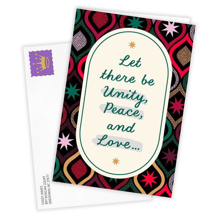Bobbles Stars Pattern Personalized Kwanzaa Card Card  front with Envelope  image number 2