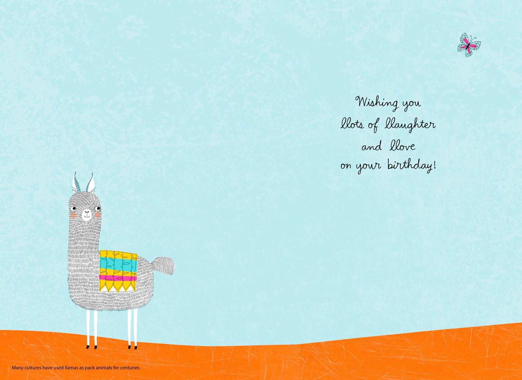 Llama Laughter and Love Birthday Card
