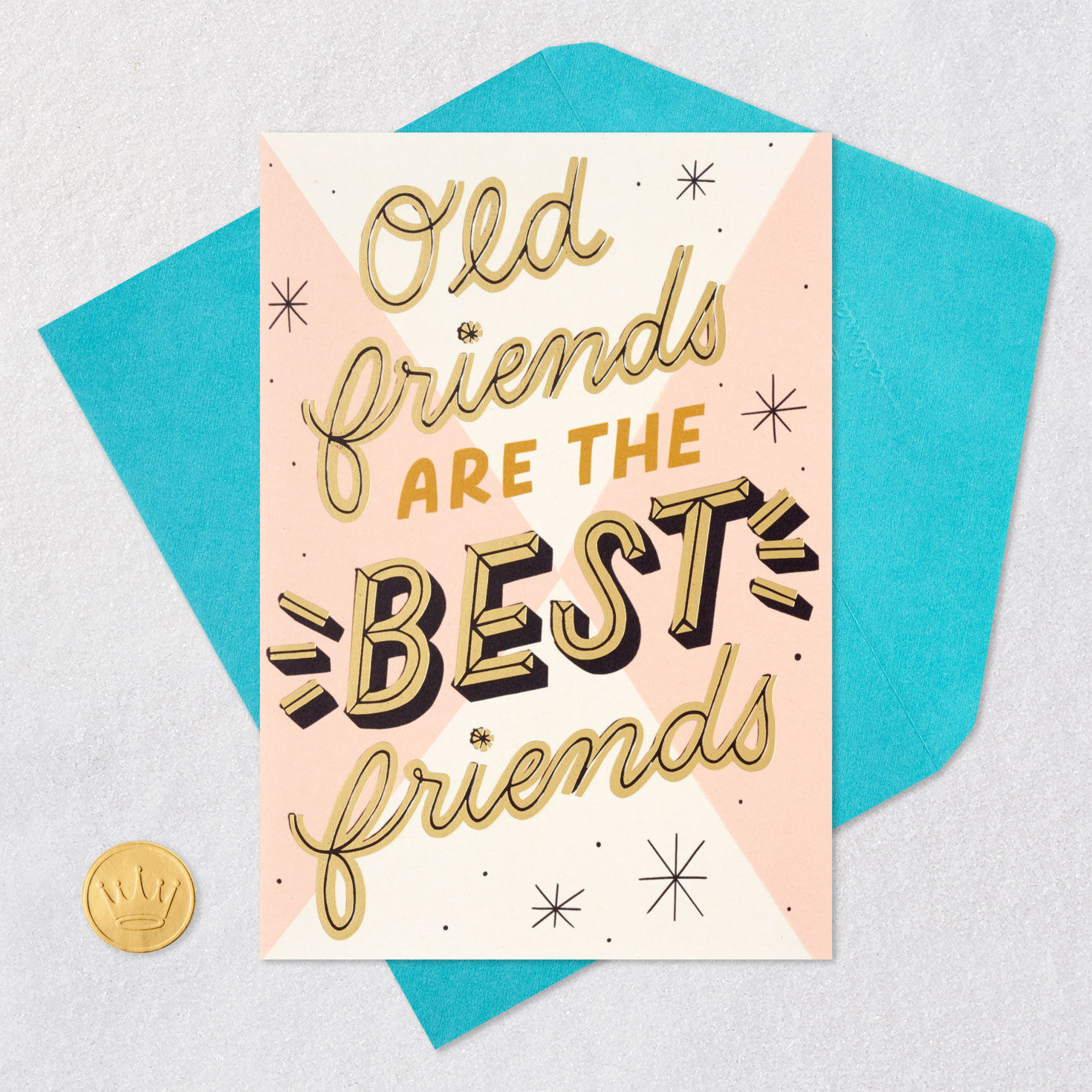 Vintage Sign Old Friend Funny Birthday Card Card Front with Envelope and Gold Seal image number 5