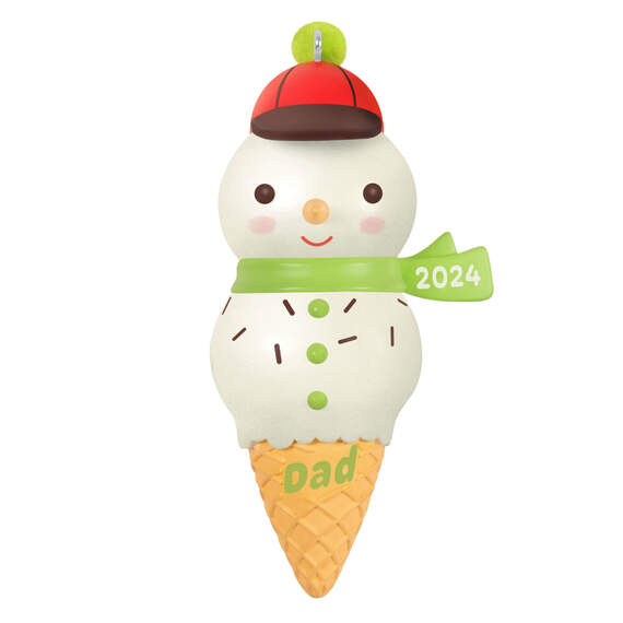 Dad Snowman Ice Cream Cone 2024 Ornament, , large image number 1