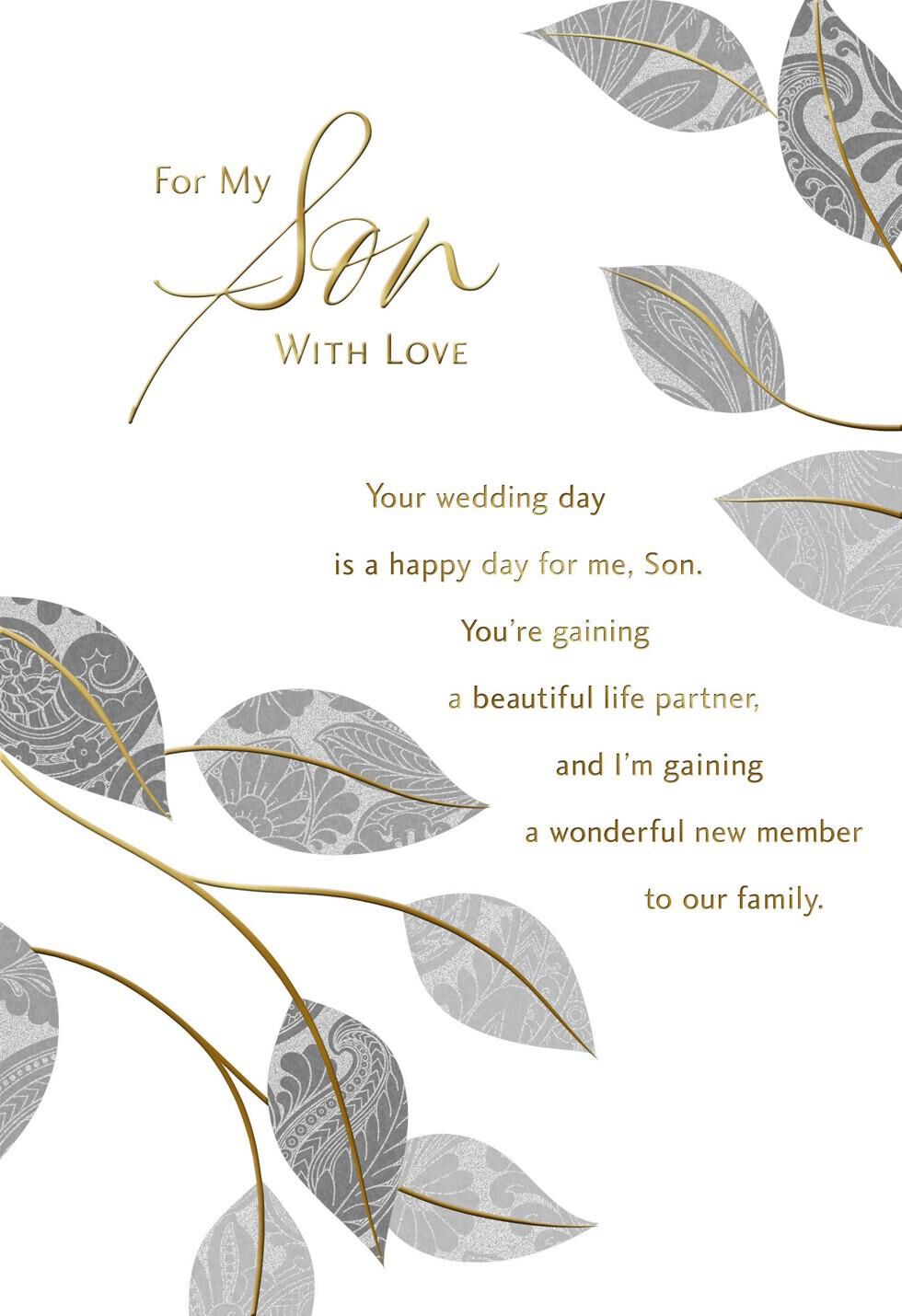 Silver Leaves Wedding Card for Son