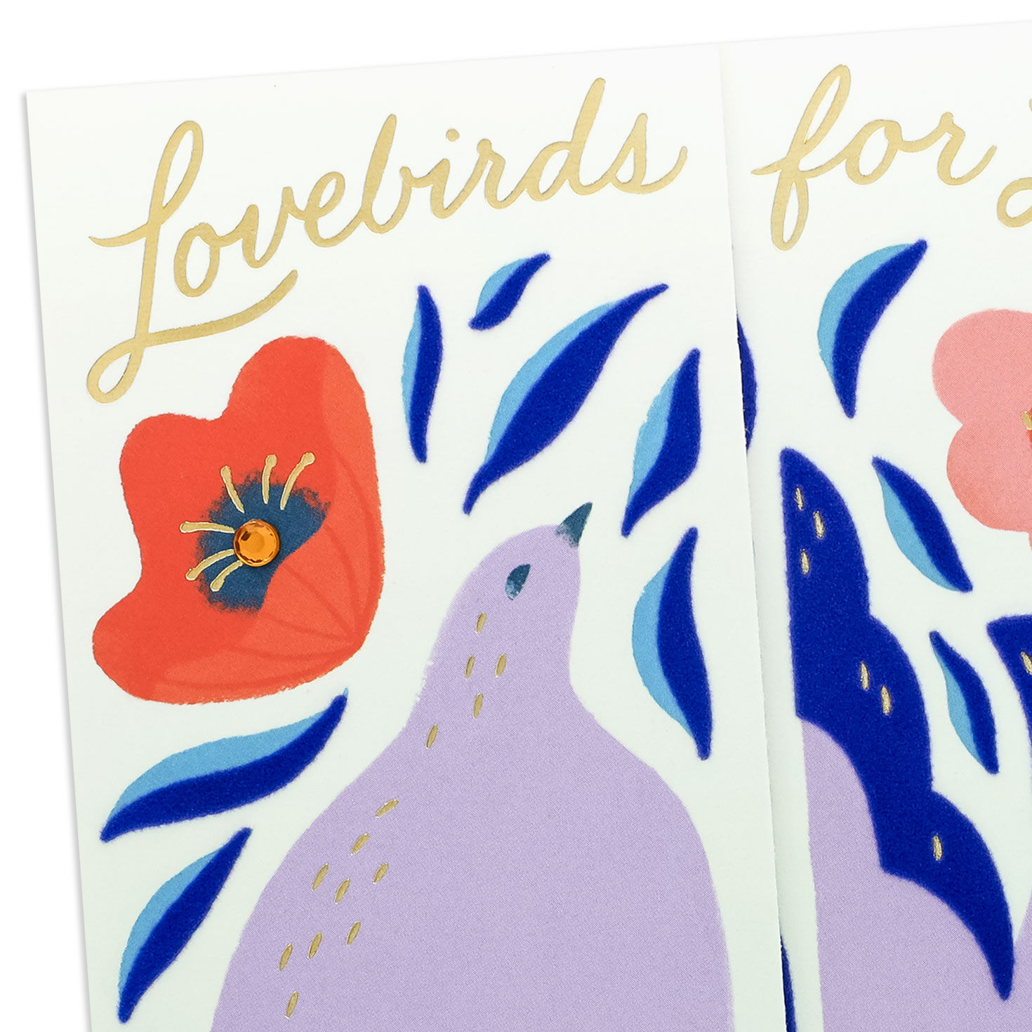 Lovebirds and Flowers Anniversary Card for Couple Card Front Detail image number 4