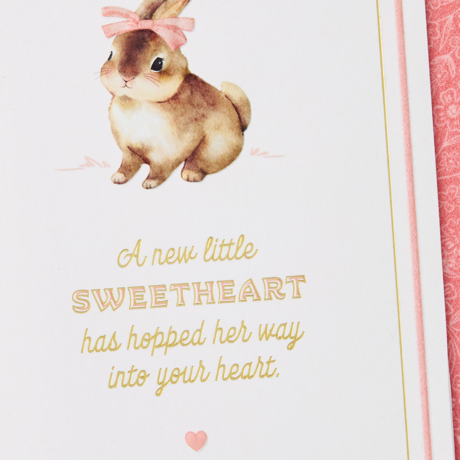 Vintage Bunny New Baby Girl Congrats Card Card Front Detail image number 4