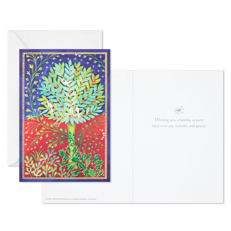 Holly Tree UNICEF Boxed Christmas Cards Card Front with Sentiment image number 3