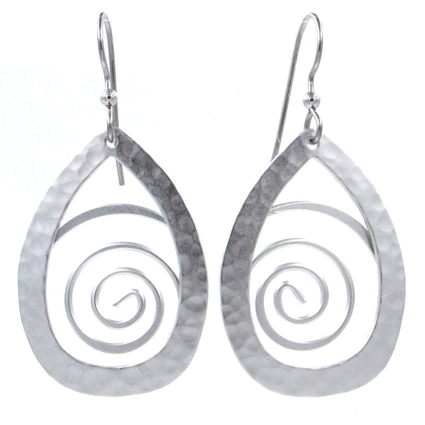 Hammered Silver Teardrop With Coil Metal Drop Earrings for only USD 21.00 | Hallmark