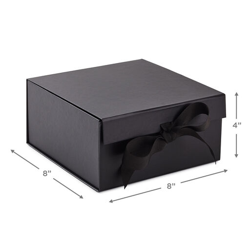 8" Square Black Gift Boxes With Paper Shred, 2-Pack, 