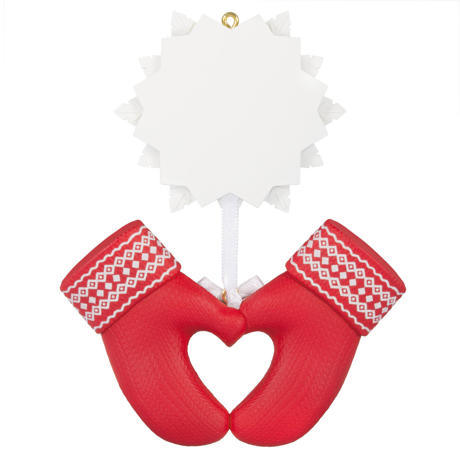 Red Mittens With Snowflake Personalized Ornament back image number 6