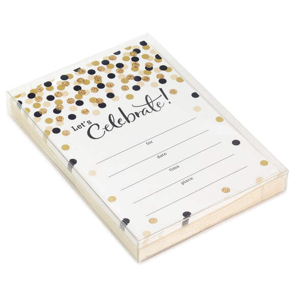Let's Celebrate Gold Dots Fill-in-the-Blank Party Invitations, Pack of 20