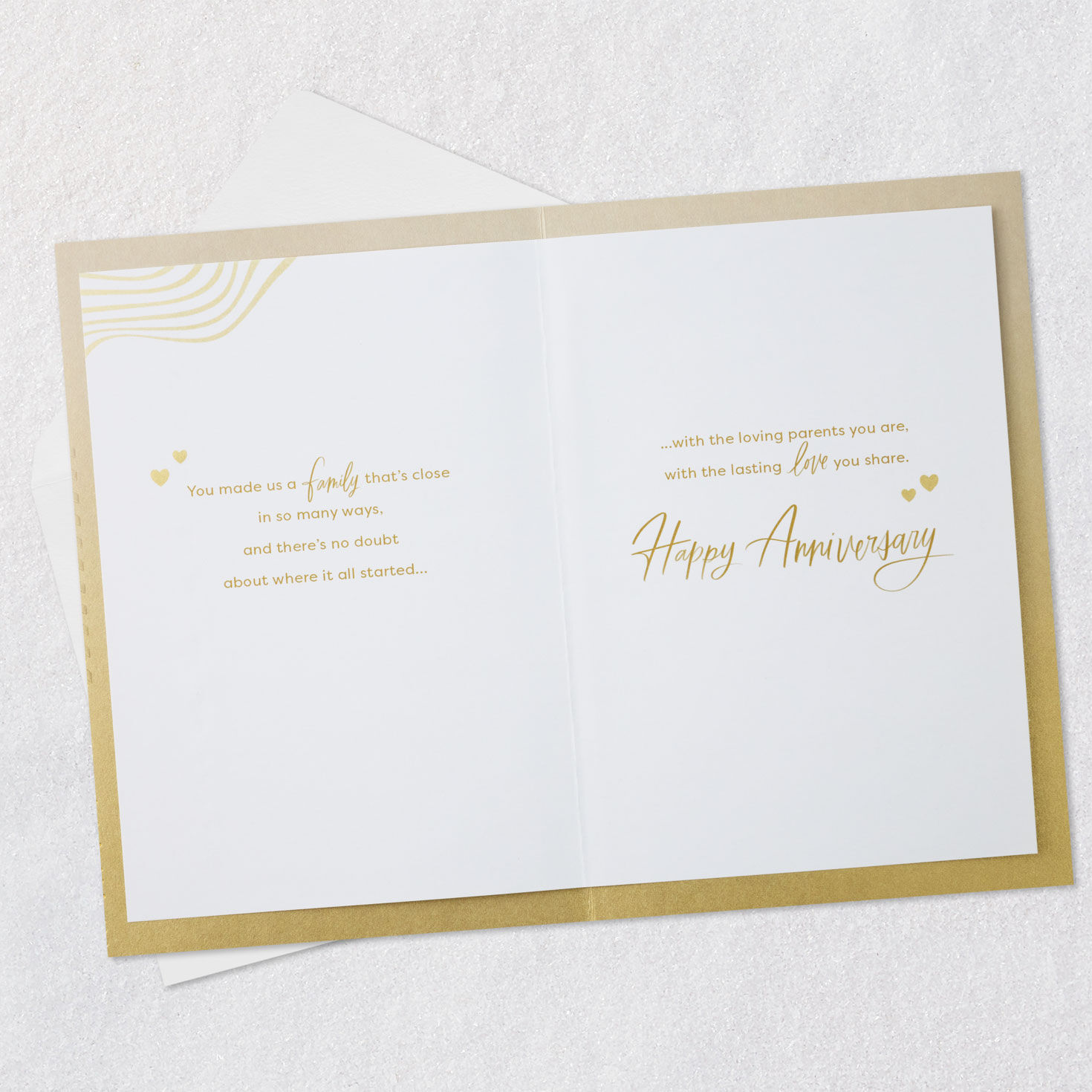 Ripples on Gold Anniversary Card for Parents Open card with envelope image number 4