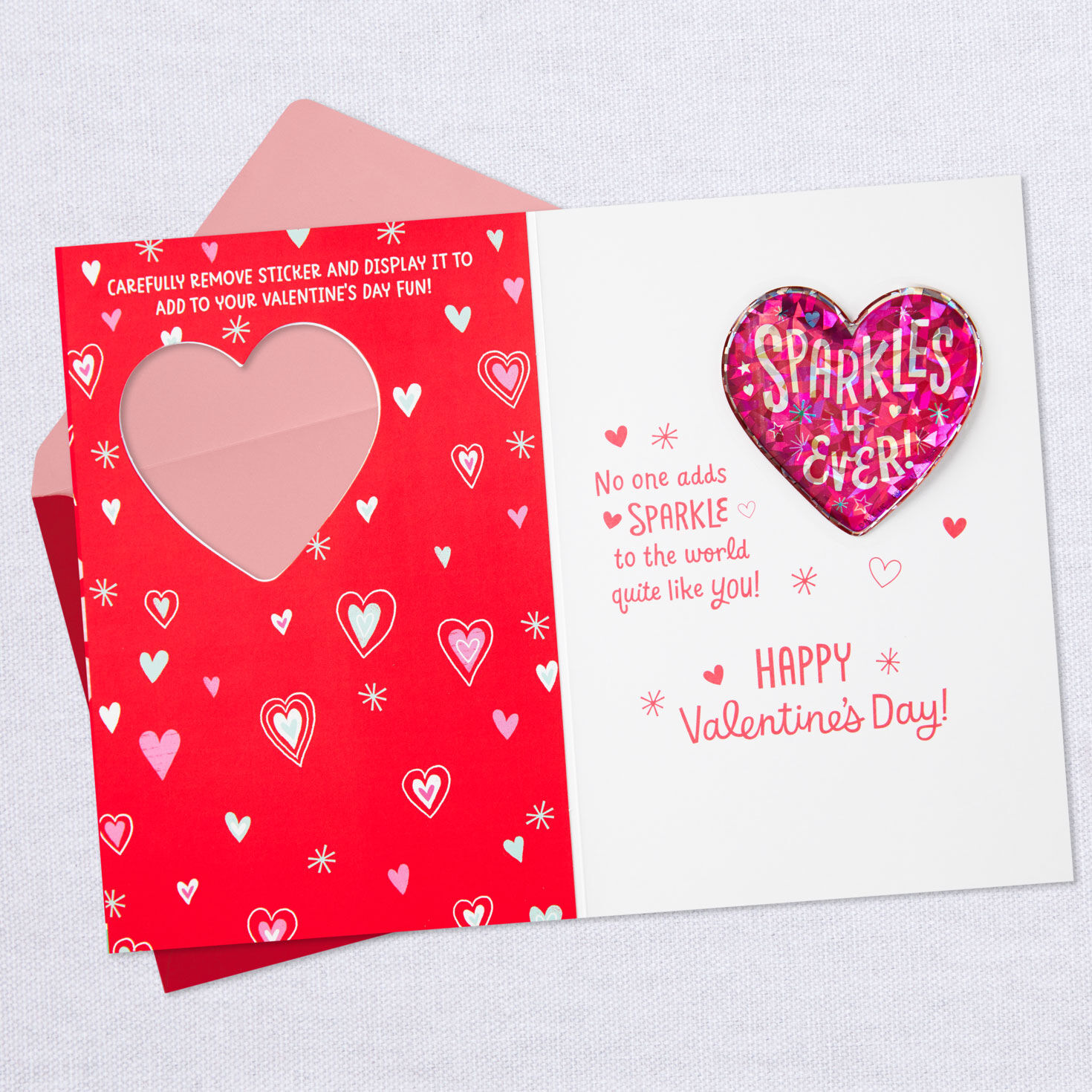 Granddaughter Valentine's Day Card With Sparkly Sticker Open card with envelope image number 3