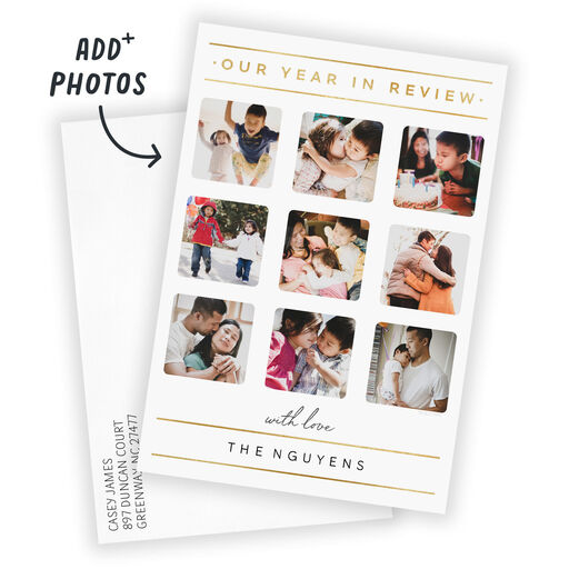 Our Year in Review Collage Flat Holiday Photo Card, 