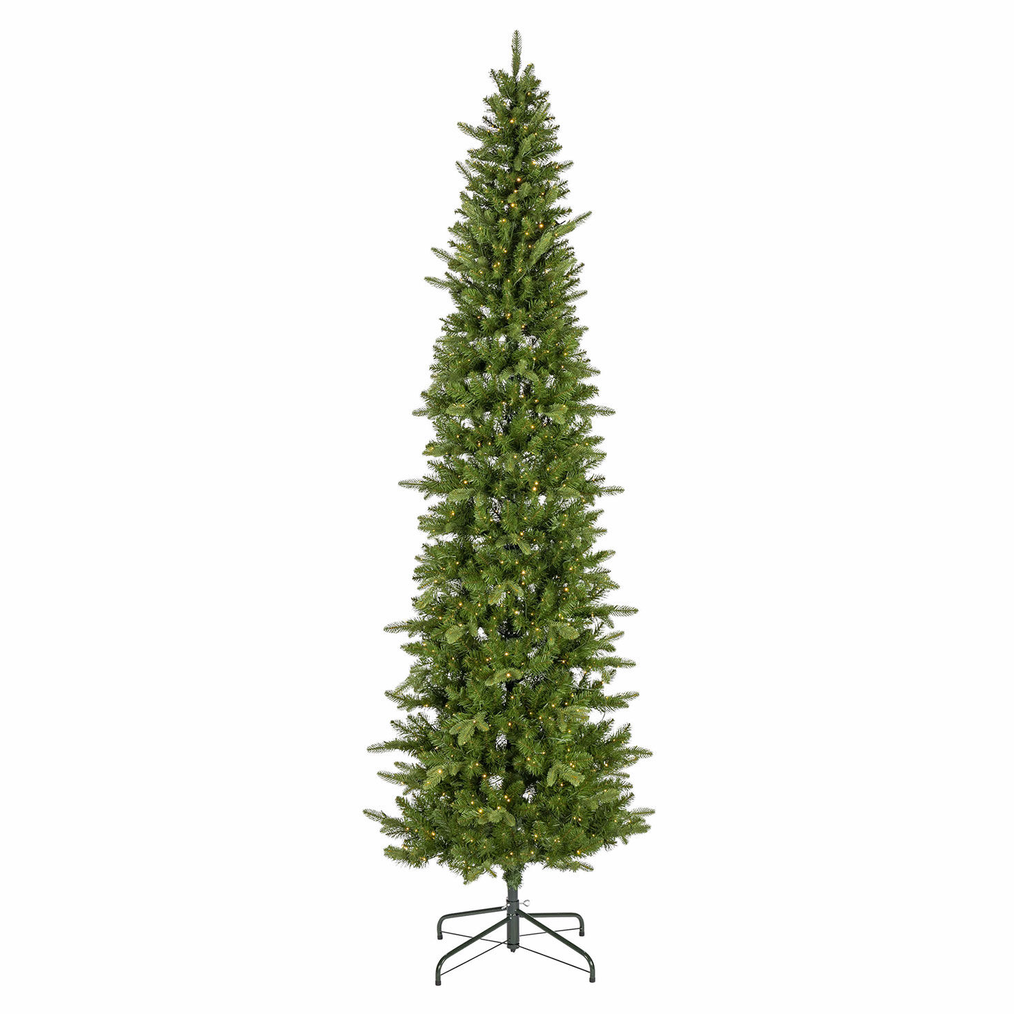 9 ft Pre-Lit Natural Cut Narrow Saginaw Spruce Christmas Tree with 750 Color-Changing LED Lights