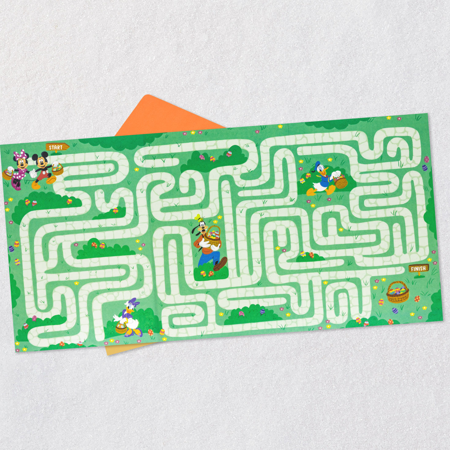 Mickey Mouse Egg Hunt Activity Easter Card and Maze Open card with envelope image number 4