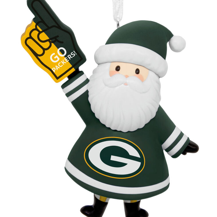 Green Bay Packers Santa Fan Christmas Ornament closeup view image number 5
