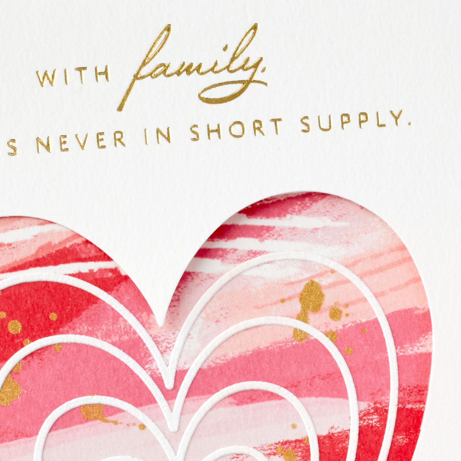 Pink Marble Heart Valentine's Day Card for Family Card Front Detail image number 4