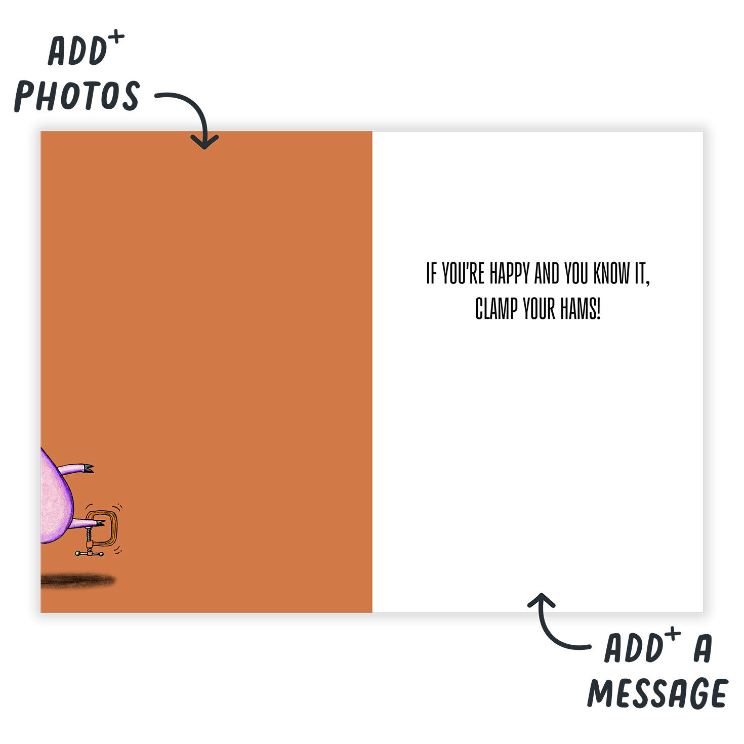 Clamped Pigs Funny Personalized Card  image number 3