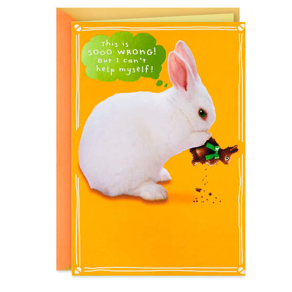 Rabbit Eating Chocolate Bunny Funny Easter Card