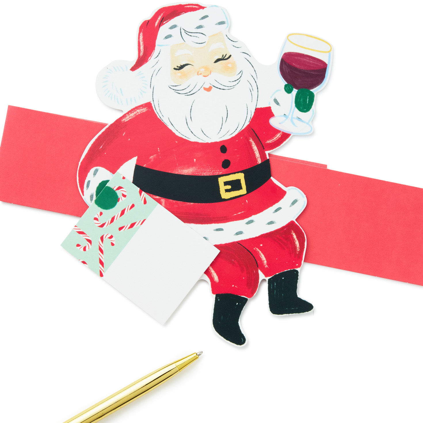Vintage Santa Holiday Wine Bottle Accessory upclose view image number 4