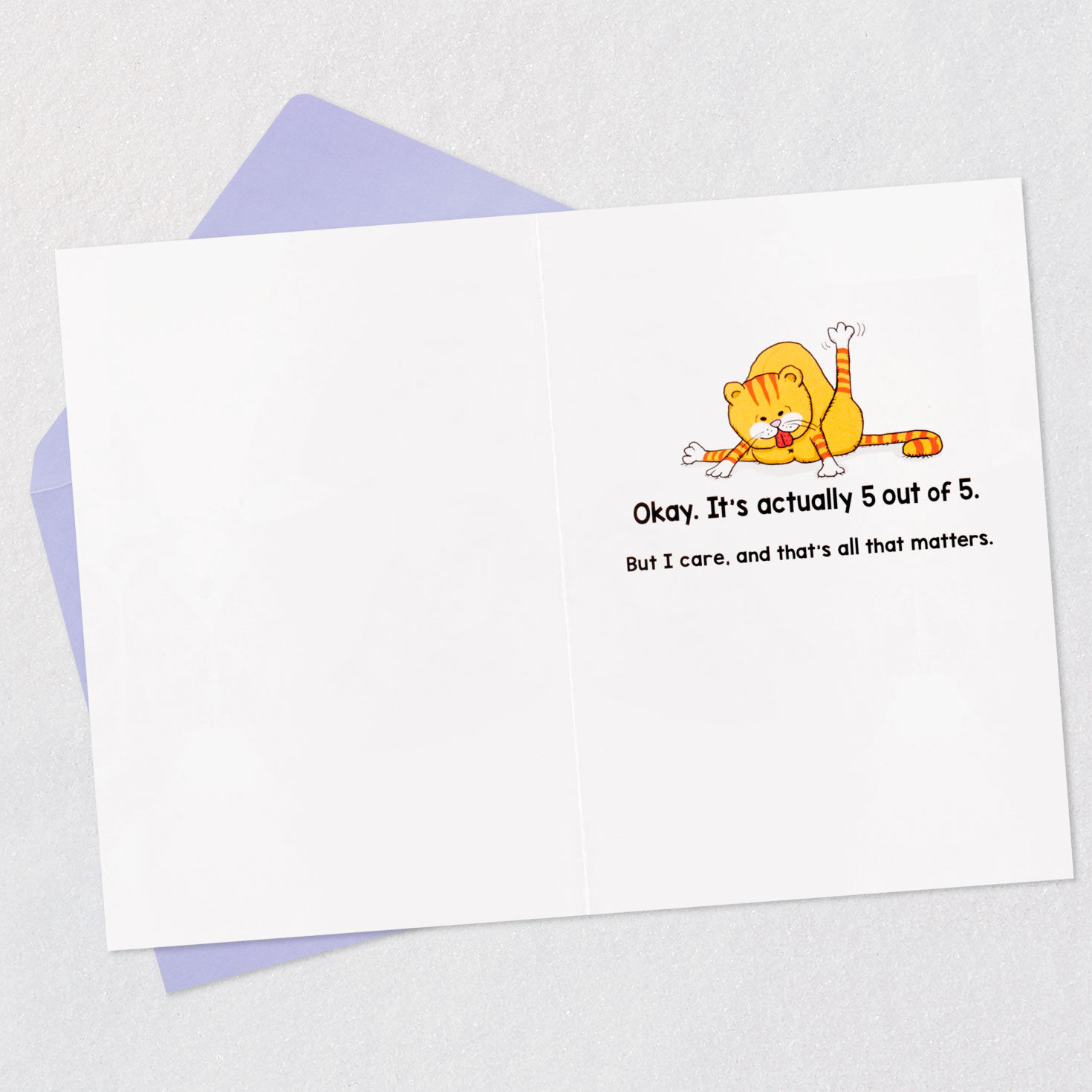 Five Cats Not Caring Funny Birthday Card Open card with envelope image number 3