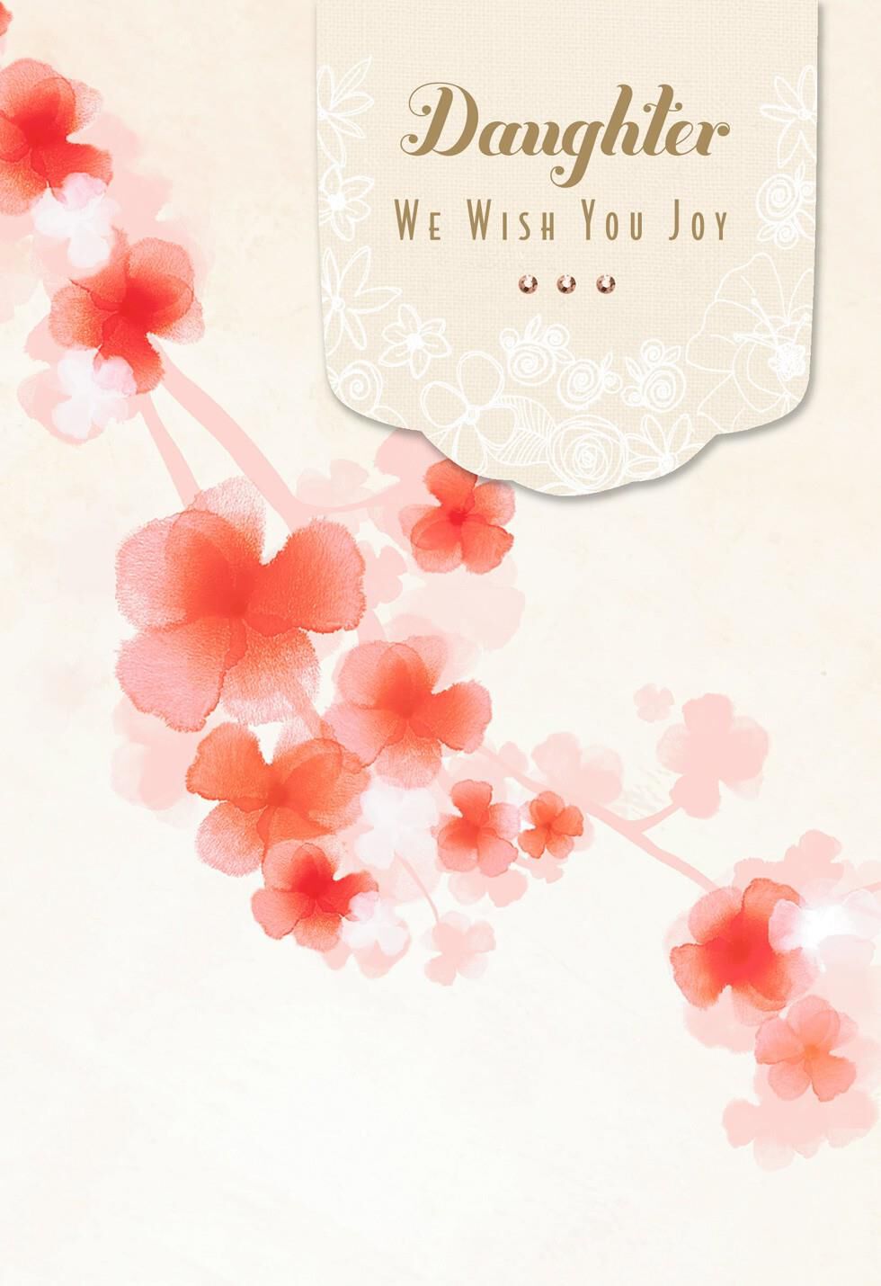 Cherry Blossoms Wedding Card for Daughter From Both