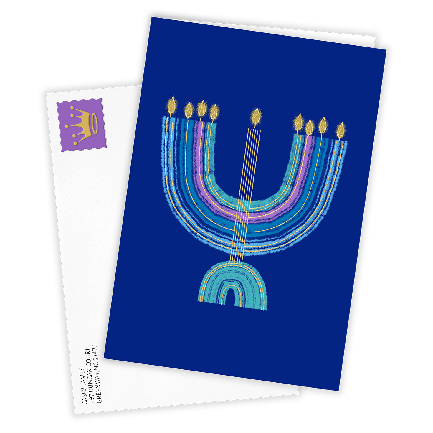 Colorful Menorah Custom Hanukkah Card, , large image number 2