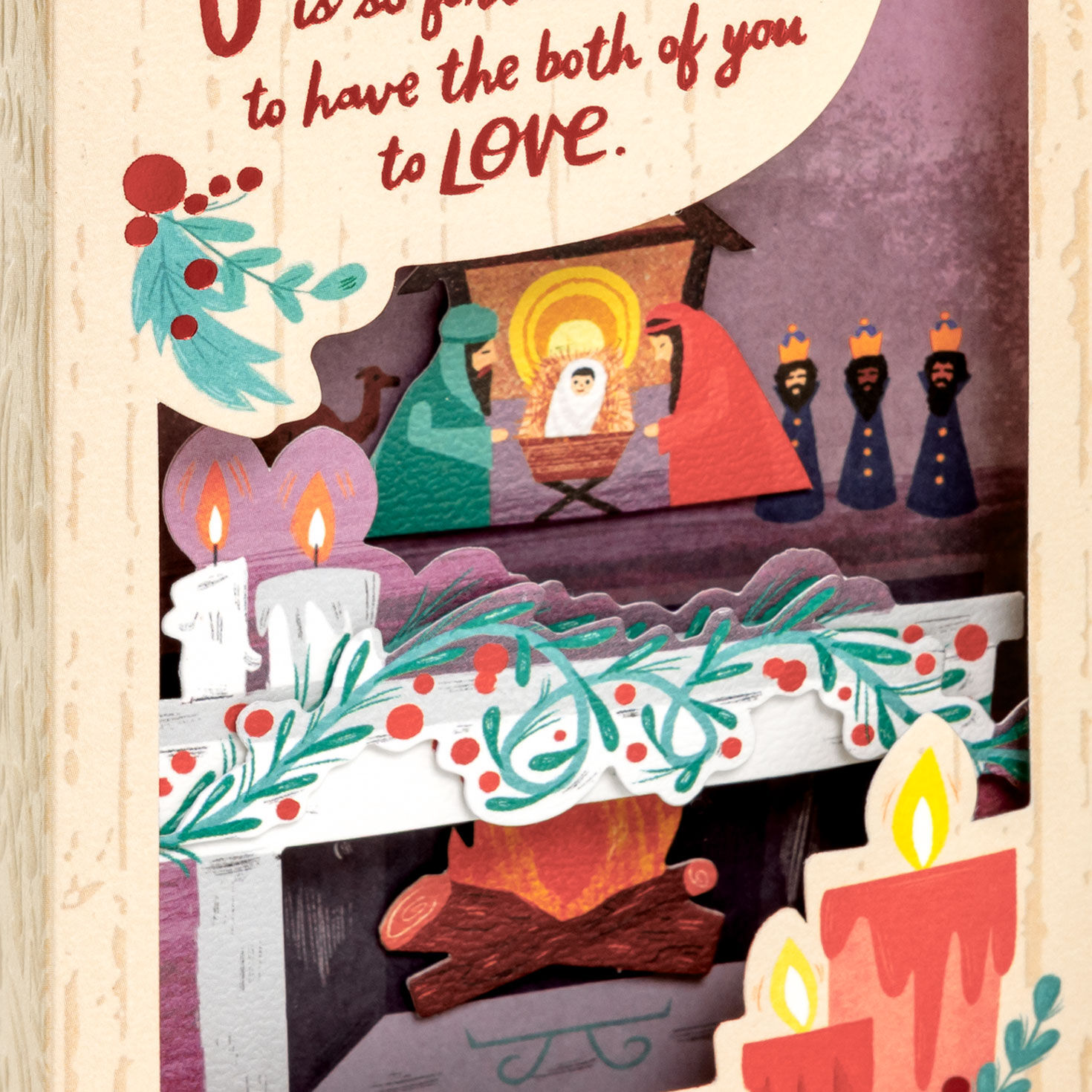 Nativity Candles Christmas Card for Couple Card Front Detail image number 6