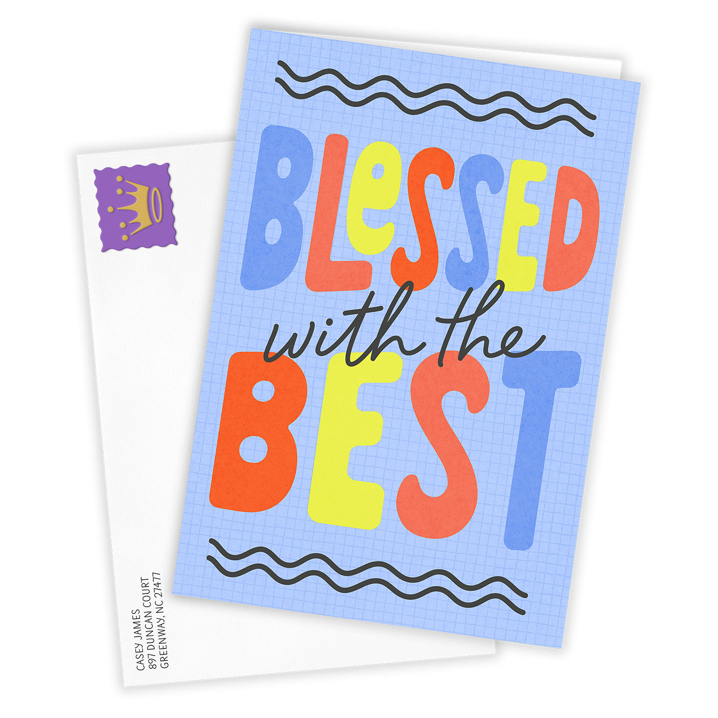 Blue Red Yellow Lettering Personalized Card Card Front with Envelope image number 2