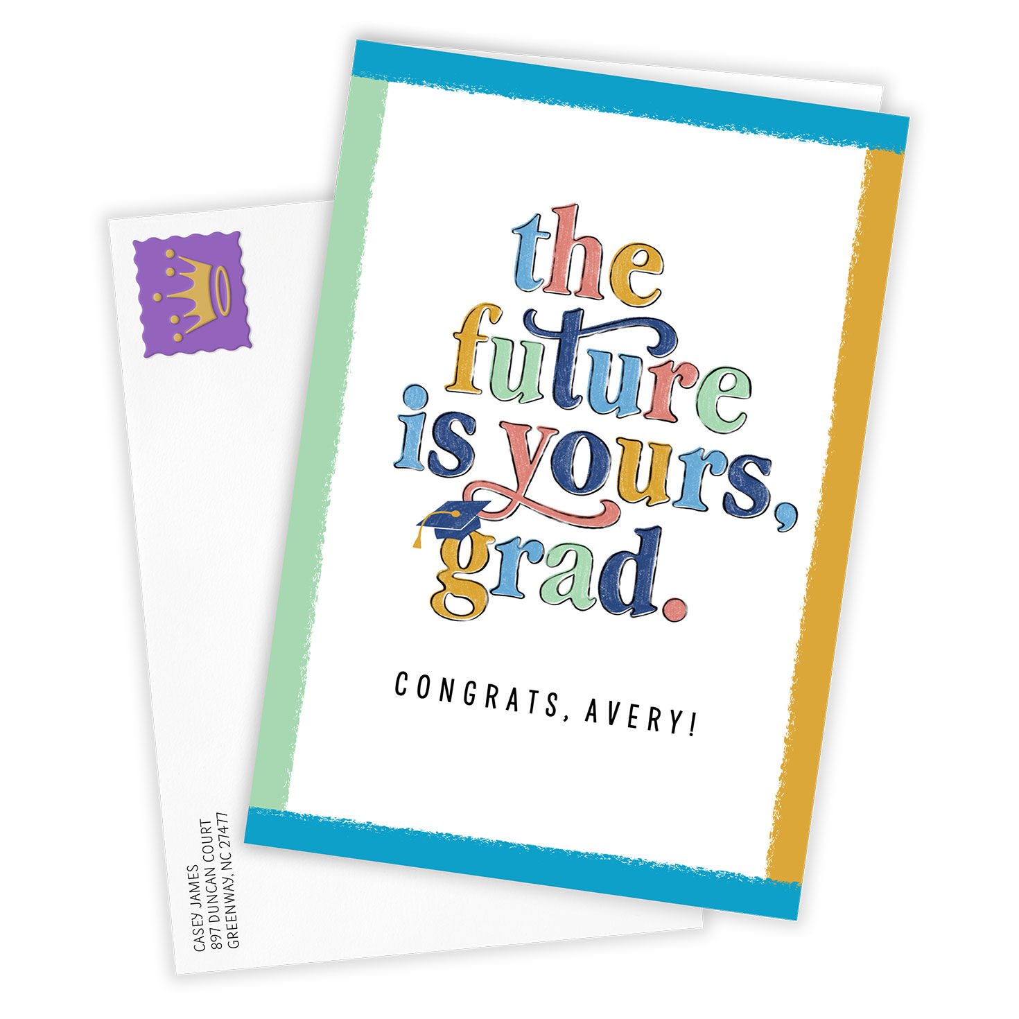 Personalized Colorful Lettering Graduation Card  image number 2