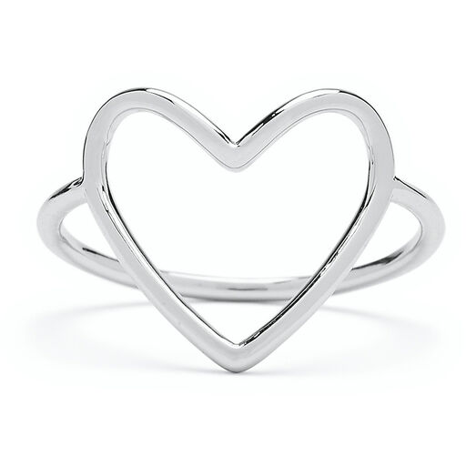 Pura Vida Big Heart Silver Ring, Size 6, 